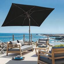 6.5x10 Ft Rectangular Patio Umbrellas Outdoor Market Umbrella With Push Button Tilt And Crank, Rectangle Table Umbrella 6 Sturdy Ribs UV Protection For Pool Garden Backyard Deck, Red - Black - View 3
