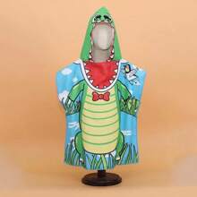 1 pezzo Accappatoio con cappuccio per bambini - Disegni divertenti di squalo e dinosauro - Asciugatura rapida e assorbente per feste in piscina e avventure all'aperto, adatto per il ritorno a scuola