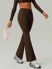 GOSOUER Pantalones deportivos acampanados para mujer de ajuste ceñido, que levantan las caderas, para yoga, verano y primavera