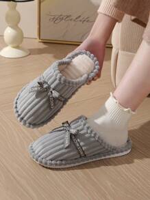 Papuci de casă pentru femei, noi, de toamnă/iarnă, cu vârf închis, din material moale și pluș, confortabili pentru casă