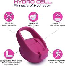 HYDRO CELL Sports Cap W/Straw For Wide Mouth Water Bottles -  Flip Spout Replacement Lid - 64 Oz, 40 Oz, 32 Oz, 24 Oz, 18 Oz, 14 Oz. Sports Top Accessories (Army Sports Cap, 64oz) - 紫紅色 - 查看 3