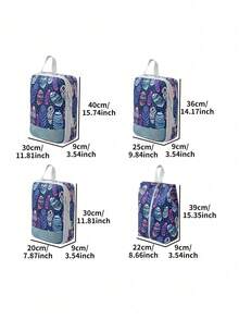 4Pcs/Set High-Quality Print Compression Storage Bag Set, Travel Business Trip Luggage Clothes Organizer Underwear Clothes Organizing Storage Bag - Multicolor - View 3