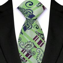 GOADAFOO Corbata de moda de 8 cm de ancho para hombre, de color verde con rayas, flores, cuadros y puntos. Corbata tejida jacquard para novio, negocios, boda y fiesta