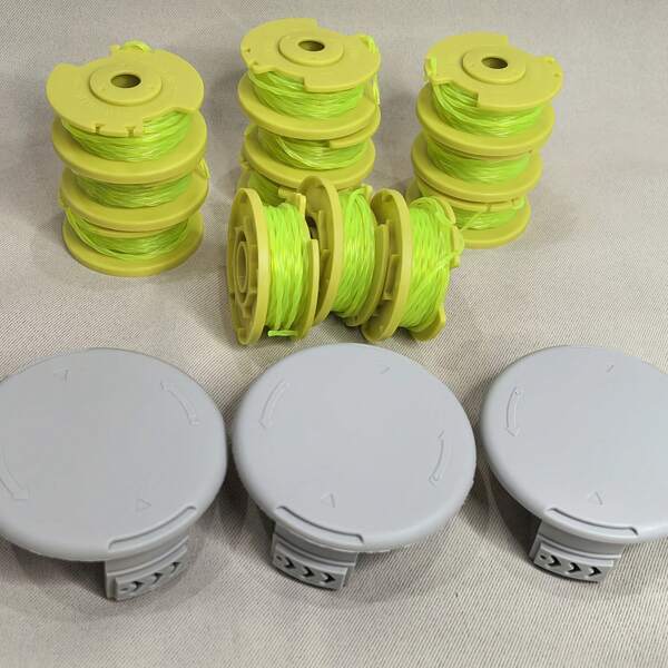 12pcs 0.08 Inch (0.08cm) Trimmer Line Spool + 3pcs Cover Compatible With Ryobi One Plus+ AC80RL3