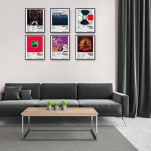 6pcs Set Frameless Graduation Album Cover Canvas Poster, Vibrant Anime Design With " Graduation" Text, Perfect For Home, Office, Bar, Cafe, Hotel Decor, Cafe Decoration | Anime Style Poster | Durable Canvas Material, Poster