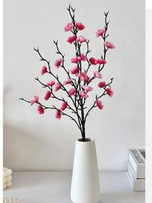 1/4/6Pcs Artificial Flowers Pink Plum Blossom 21.7'' Fake Winter Sweet Long Stem Plastic Flowers Home Hotel Office Wedding Party Garden Decor, Valentine Day, Room Decor Gift Gifts Birthday Graduation
