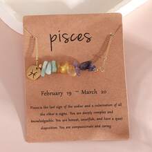 1Pc Bohemian Style Natural Stone 12 Constellation Necklace Stainless Steel Pendant With Constellation Card For Women For Daily Wear