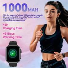 GUHUAVMI GUHUAVMI Smart Watch For Women Men, Wireless Calling/Dial, Incoming Call/SMS Reminder, Alarm Clock, 1000mAh Battery, Fitness Tracker With Pedometer/Sleep Monitoring, 1.85inch Full Screen Touch Smartwatch Ultra 2, Compatible With Android IOS