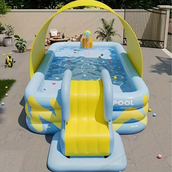 [Summer Inflatable Pool] Large 3-Layer Inflatable Swimming Pool PVC Material, Blue, Very Suitable For Swimming In Summer, Courtyard Pool Party, Family Cool