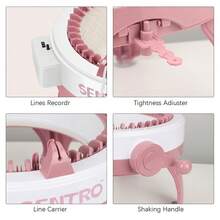 Hand Crank Knitting Machine With 48 Needles - DIY Crafting Made Simple - Pink - View 6