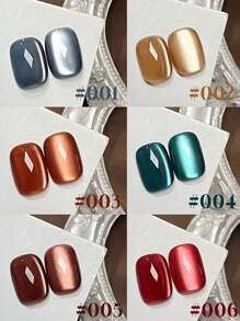 6PCS 2025 New Fruit Sea Water Blue-Green Fine Magnetic Powder Cat Eye Gel Nail Polish 12ml, Spring And Summer Ice Transparent Magnetic Nail Art Set, Includes Base Coat And Top Coat, Requires UV Lamp, Holographic Transparent Colors For Work/Commute/Dating, Hot-Selling 6-Color Set, Salon-Grade 28-Day Durability, Internet Celebrity Nail Design.