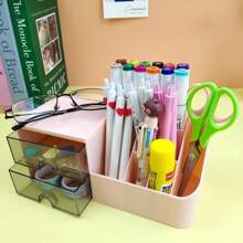 3 Stücke/1 Stück Desktop-Aufbewahrungsbox mit doppelschichtiger Schublade, Stifthalter mit doppelschichtigen Schubladen, einfaches Organisieren von Schmuck, Schreibwaren, Trennstift, Marker, Pinsel
