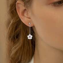 Orecchini in argento 925, orecchini pendenti con fiore in zirconia cubica alla moda, orecchini a perno delicati per uso quotidiano, regalo di compleanno