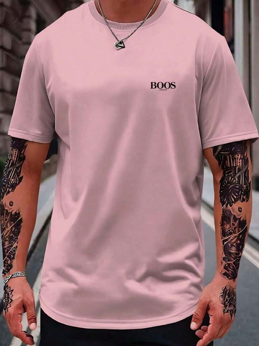 Camiseta Masculina BOOS Nyk Boos Camisa 100% Algodao Malha Premium Blusa Importada Lançamento - Rosa Bebê - Visão 1