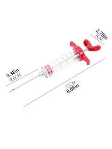 1/3pcs Flavor Injector For Turkey, Steak, Grilled Meat, BBQ, Marinade, Basting, And Seasoning, Red Syringe - Multicolor - View 4