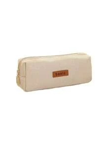 1pc Leather Letter Pencil Bag, Large Capacity, Portable Stationery Storage With Multifunctional Design, For Junior And Senior High School Students, Ideal For Back-To-School Season, Perfect Gift For Vacations, Mother's Day, Valentine's, Easter