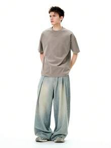 INFLATION Loose Fit Washed Denim Wide Leg Jeans For Men, American Street Style Spring/Summer New Arrivals