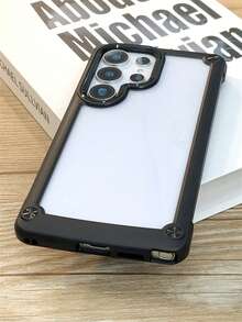 Military Industry Anti-Fall Matte Sillicone Border Clear Phone Case Compatible With Samsung Galaxy S25 S24 Plus S23 S22 Ultra A55 A54 A35 A15 A14 5G Luxury Four Corners Anti-Drop Shockproof Protect Bumper Cover - Black - View 3