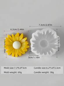 1pc Daisy Resin Mold - DIY Sunflower Candle Silicone Mold, Suitable For Aromatherapy | Flexible And Non-Deformable Silicone Mold For Candle Making | Heat-Resistant And Easy To Clean | Holiday Gift - White - View 8