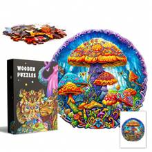 Rompecabezas de madera con forma de hongo mágico, rompecabezas de animales asimétricos, juego de fiesta único, arte decorativo, juego de mesa, rompecabezas educativo para niños, regalo para vacaciones, regalo para el Día de la Madre/Padre, regalo de graduación