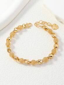 Middle Eastern Style 24K Gold-Plated Hollow Design Ladies Elegant Bracelet