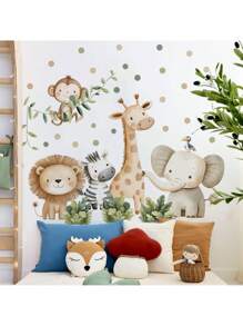 2 Stücke niedliche Boho Tier Wandaufkleber, süßes Elefant Giraffe Blatt Design - PVC abnehmbare Aufkleber für Schlafzimmer, Wohnzimmer & Badezimmer Wanddekoration & Heim Ästhetik