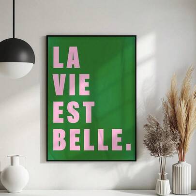 1 件绿色背景粉色文字帆布印刷品帆布艺术印刷品现代家居办公室装饰，非常适合客厅、卧室、厨房等装饰礼物可选框架