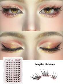 120 Büschel, kein Kleber, kein Entferner erforderlich, individuelle Wimpernbüschel C/D 0,07 mm 12-14 mm, natürlich aussehende dreidimensionale Wimpernverlängerungen Manga Wimpern