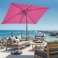 6.5x10 Ft Rectangular Patio Umbrellas Outdoor Market Umbrella With Push Button Tilt And Crank, Rectangle Table Umbrella 6 Sturdy Ribs UV Protection For Pool Garden Backyard Deck, Red - 玫瑰粉紅 - 查看 3