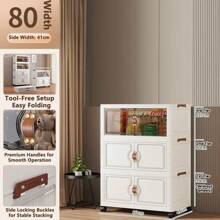 5/4/3/2/1 Tier Storage Cabinet Folding Storage Box, Home Living Room Toy Cabinet, Storage Rack, Snack Cabinet, No Assembly Required, Kitchen Storage Cabinet