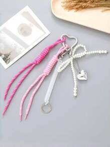 1PC Angora Red Pearl Bow Rope Bag Charm, Keychain Accessories Car Pendant Can Be Used For Bag Pendant Pendant. Gifts Valentine'S Day Stylish For Teen Girls Women College Students Teacher White-Collar Workers Rookies & White-Collar Workers Gift Accessories Decor Present Car Accessories Women Key Chain Charms Back To School Supplies Gifts For Teachers
