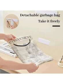 1 pièce Support mural pour sacs poubelle de cuisine à grande capacité avec filet de rangement en plastique et bande