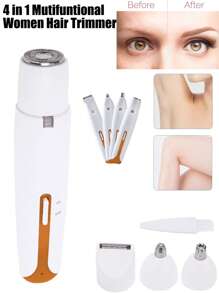 4 In 1 Bikini Trimmer For Women - Painless Electric Razors For Silk Skin,Cordless Body Shaver For Trip,Replaceable Lady Facial Razor, Waterproof&Easy Cleaning, Ceramic Blade, USB Charge, 150mAh
