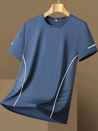 1 件女式速干 T 恤，冰丝圆领短袖，弹力吸汗速干运动衫，跑步速干上衣，适合女性健身锻炼