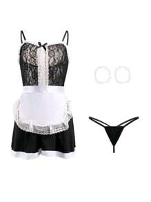 New Sexy Maid Cosplay Costume Set, Backless & Seamless Lingerie Outfit