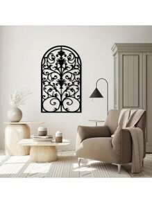 CIFbuy 1pc Ornate Metal Window Frame & Arch Wall Sculpture - Rustic Baroque Style Gothic Decor For Living Room, Creates Stunning Cathedral-Inspired Accent Wall,Suitable For Modern Home Decor, Home Decoration, Room Decor, Bedroom Decor