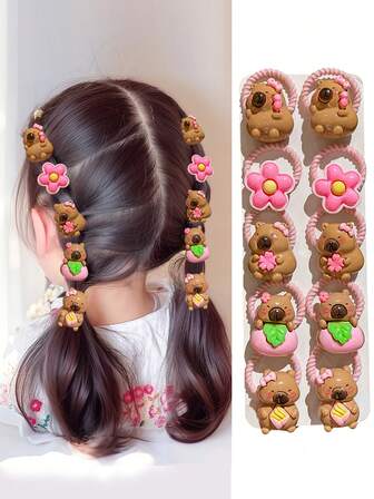 10 件/套女孩时尚多色 Karabo 发圈，适合休闲户外和学校穿着，是送给可爱女孩的最佳礼物