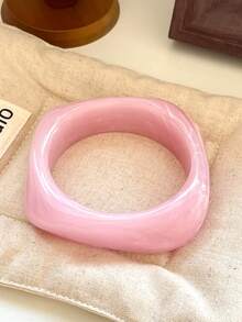 1 件波西米亚彩色不对称亚克力树脂厚手镯，扎染时尚个性化女士手链，适合女士海滩度假 - 不規則方形手鐲 - 查看 9