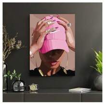 1pc Frameless Pink African American Fashion Female Posters Vintage Painting Printing Wall Arts Modern Living Room Bedroom Dormitory Study Bar Coffee Shop Wall Decoration Home Decoration ,Wall Art With Frame
