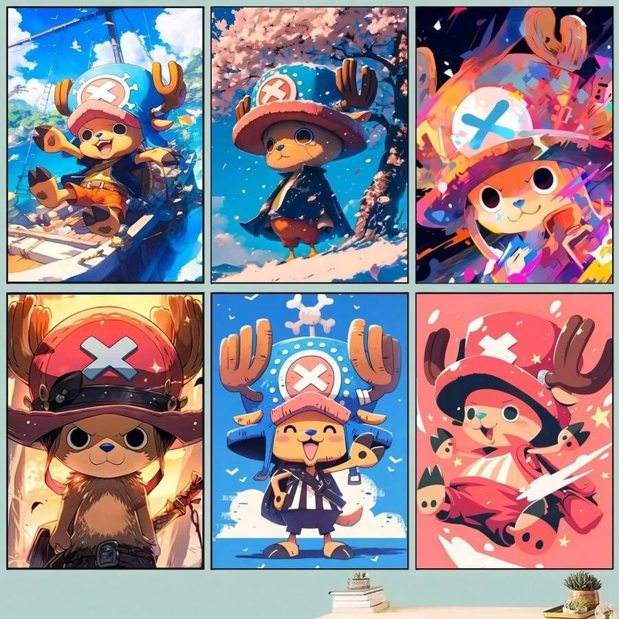 1 Stück Anime One Piece Chopper Poster, Cafe Bar Raum Wanddekoration, Heimdekoration, Flurbar Dekoration, ohne Rahmen - Verschiedenfarbig - Übersicht 1