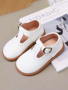 1 Pair Kids Casual Princess Leather Shoes, Breathable Soft Bottom Non-Slip Versatile Children Infant Baby Walking Shoes With Hook And Loop, Suitable For Spring, Summer, Autumn - White - View 6