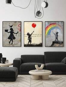 Set Of 3 Vibrant Scenes Wall Art, Bold Colors Canvas Print Wall Arts, Global Culture Poster, Expressive Modern Artwork, Street Canvas Modern Artwork, Urban Creativity Wall Decor, Art Prints, Home Decor, Posters, Ideal Gift, Optional Framed ,Wall Art With Frame