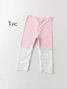 Conjunto de 4/3/2/1 Peças Leggings Capri com Renda para Meninas, Cor Sólida/Contraste, Leve, Meia-Calça Casual 3/4, Fofo & Moderno, Estilo Princesa, Adequado para Uso Diário, Meia-Calça Macia & Confortável, Adequado para Estudantes Combinarem com Tops, Saias, Temporada de Volta às Aulas - Multicolorido - Visão 10