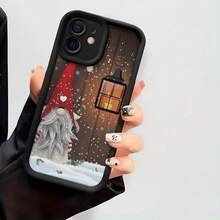 Funda de teléfono a prueba de golpes con diseño navideño de nieve y ambiente pacífico, elegante y duradera de TPU negro, compatible con iPhone 11/12/13/14/15/16 Pro Plus Pro Max - Negro - Ver 6