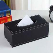 1 Stück Leder Taschentuchbox, minimalistischer Halter für Papierhandtücher zuhause/im Hotel/im Auto - Schwarz - Übersicht 7