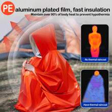 2pcs Emergency Sleeping Bag Set - Includes 1pc Aluminum Foil Lining Emergency Raincoat And 1pc Emergency Sleeping Bag, Portable Blanket Survival Gear, Warm Camping Bag, Essential Outdoor Hiking Travel Equipment