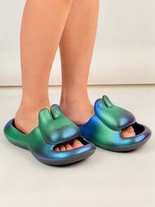 Pantofole leggere da esterno con suola morbida e spessa, per la primavera e l'estate, con gradiente laser, luminose - Verde - Visualizzare 4