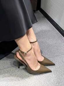 New Arrival Early Autumn Sexy Leopard Print High Heel Shoes, Women Pointed Toe Hollow-Out Stiletto Sandals - Dark Green - View 6