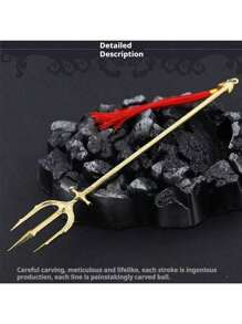 1 pieza Tridente de Neptuno 2025 - Artefacto exclusivo - Material chapado en oro - Modelo de arma de metal completo - Decoración del hogar - Tridente - Merchandising de película - Juguete de cuchillo y espada - Regalo de cumpleaños - Regalo de Halloween - Regalo de Navidad - Regalo - Juguete