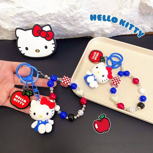 Sanrio New Creative Cartoon Cute Sanrio Hello Kitty PVC Beaded Keychain, Doodle Board, Classic Keyring - Adorable Doll Pendant, Phone And Backpack Hook, Ideal Holiday Gift, Festival Accessories | Humorous Design | Durable PVC Material, Charm Of Keys, Suitable For Graduation Party Holidays Etc., Perfect Gift